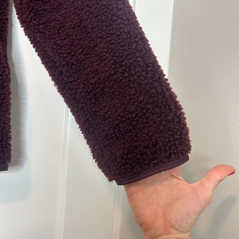 Athleta Cozy Sherpa Snap Sweatshirt Fleece Pullover Size XS Spiced Cabernet - Picture 9 of 12